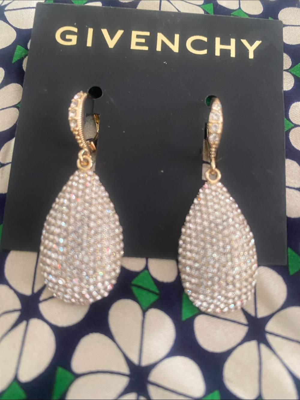 Givenchy Gold-Tone Pavé Teardrop Earrings with Sparkling Crystals